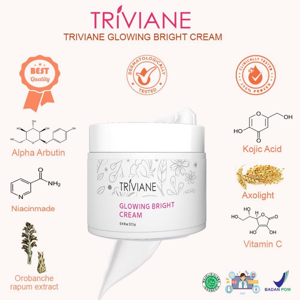 [BPOM] Triviane Glowing Bright Cream 12.5gr / Krim pemutih wajah by Triviane Natural Skin Clinic