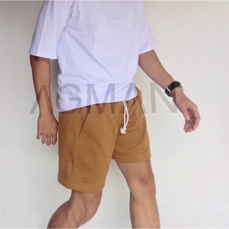 AGMAN Sweatpants Celana Pendek Fleece Boardshort Pria All Size Polos Tebal Keren