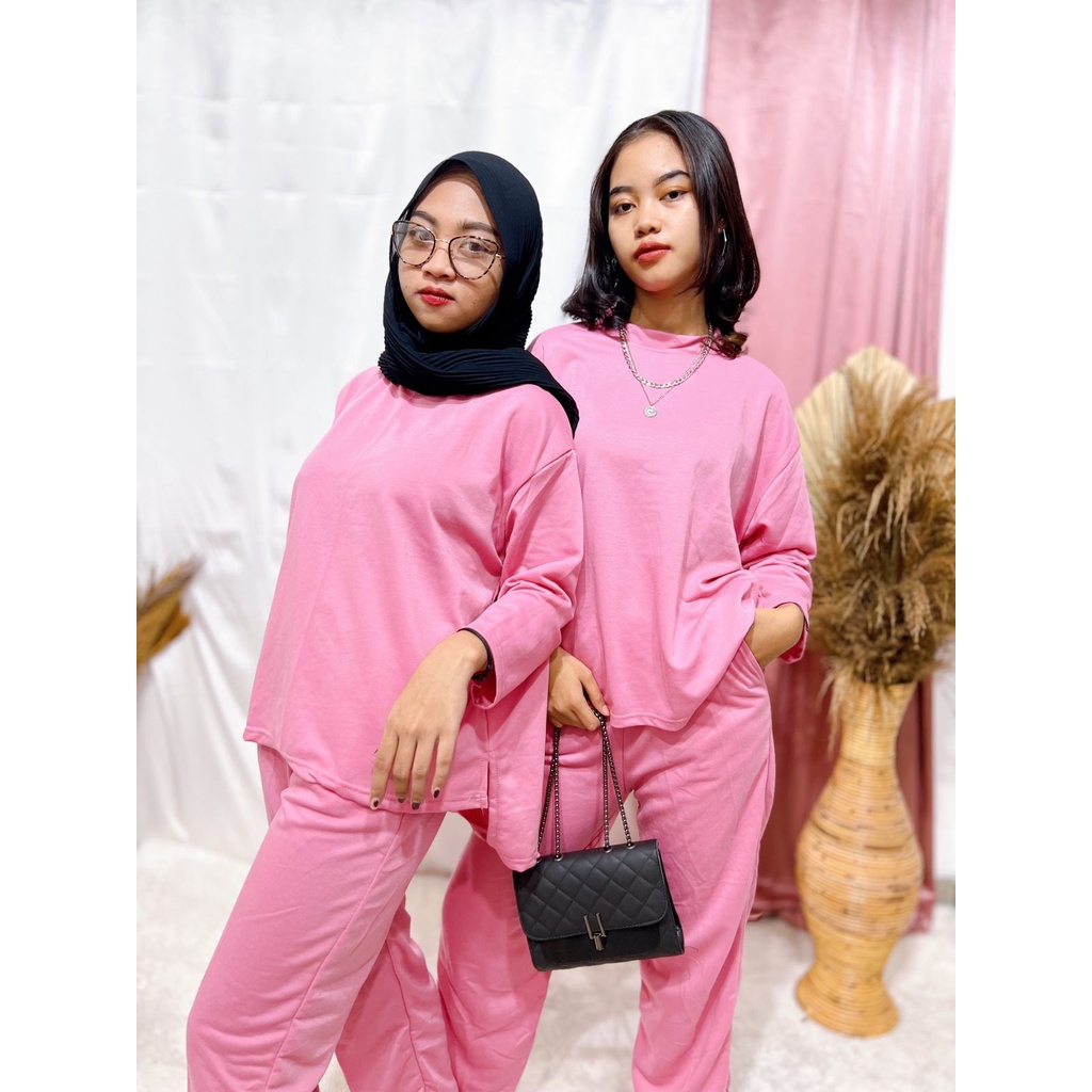 ONE SET HIJAB POLOS / SETELAN OVERSIZE POLOS