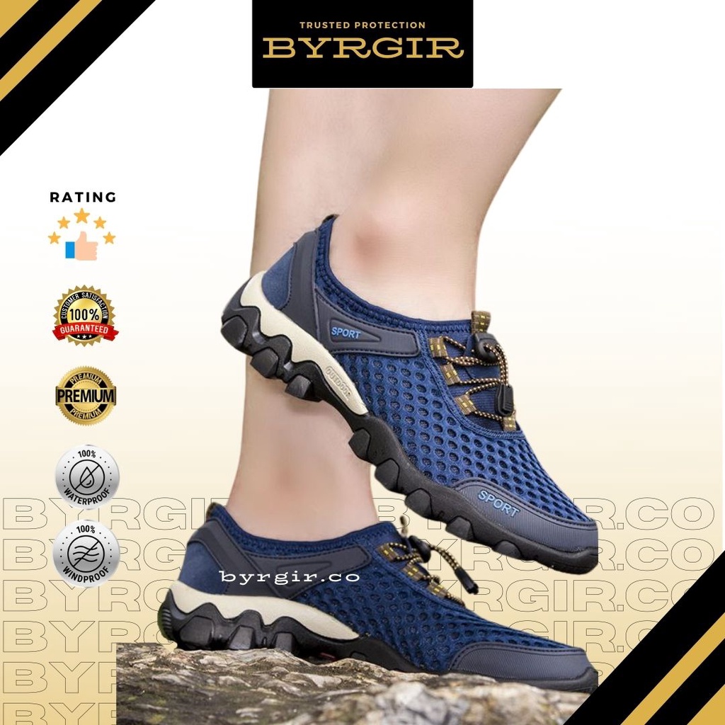 BYRGIR Sepatu Tracking Sport Casual Pria Sneakers Gunung Hiking Quick Dry Outdoor Import Sporturedo Stonger Terbaru Shoe Olahraga Laki Laki Original Korean