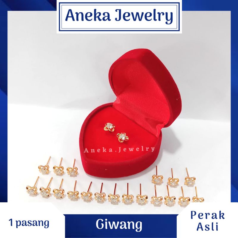 Giwang Bunga Mata 1, Perak 925, Sepuh Emas Rosegold