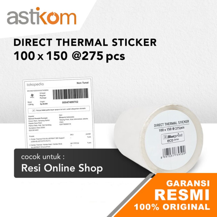 Kertas Direct Thermal Stiker Blueprint Eco 100x150mm 275pcs