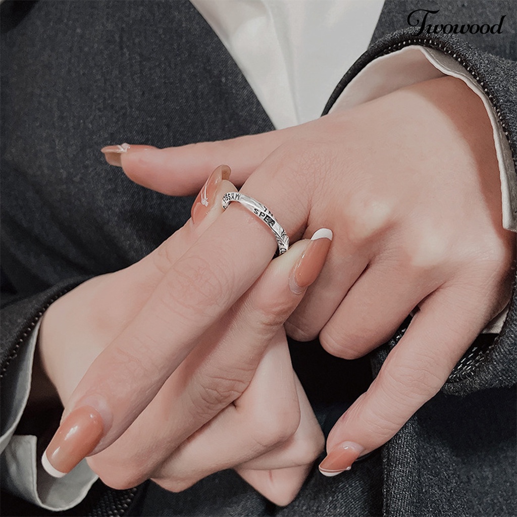 1 Pc Cincin Bahan Tembaga Motif Tulisan Inggris Untuk Wanita