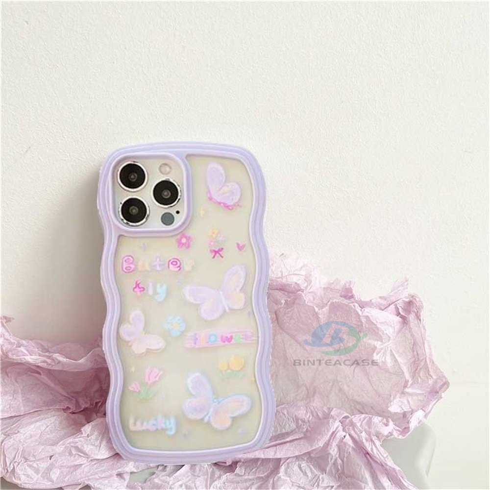 Casing TPU IPhone 14 14 Pro MAX 11 Pro 11 Pro MAX 12 12 Pro 12 Pro MAX 13 Pro MAX X XR XS MAX 6 6S 7 8 Plus Motif Butterfly Flower