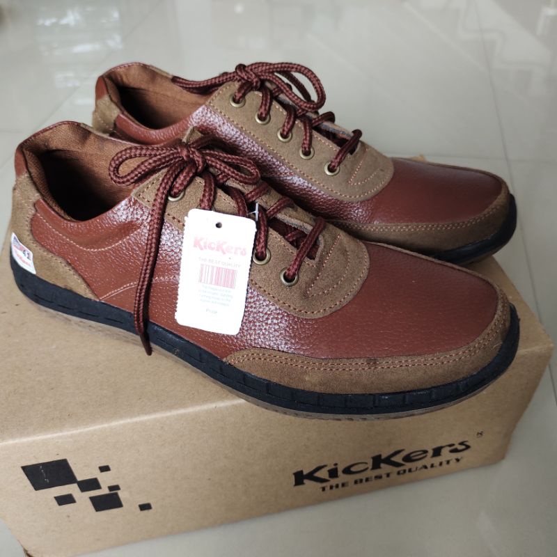 Obral Murah Sepatu Sneakers Pria Bahan Kulit Asli Elegan Coklat