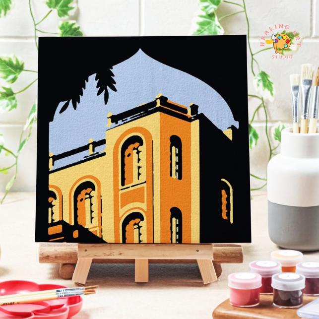 

Paint by number lukisan bangunan city versi 3 canvas 20x20 cm - city05, 15x15cm