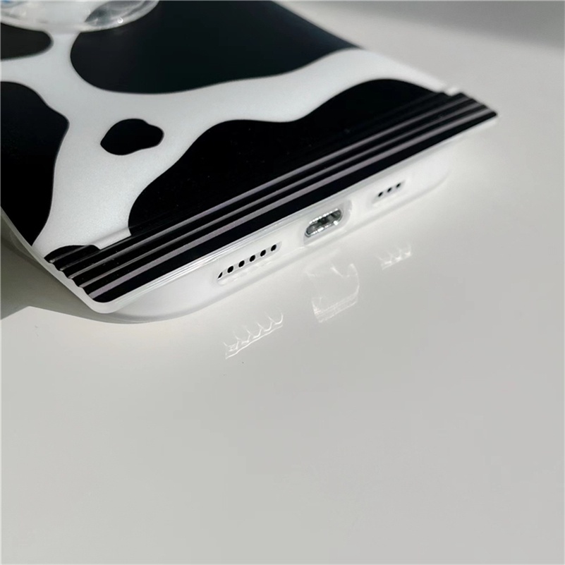 Soft Case TPU Motif Sapi Hitam Putih Cover IPhone 14 13 12 11 Pro Max X Xr Xs Max 8 7 6 6s Plus