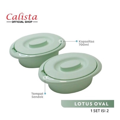 Calista Lotus Oval Wadah Saji Makanan 700ml Set isi 2pcs