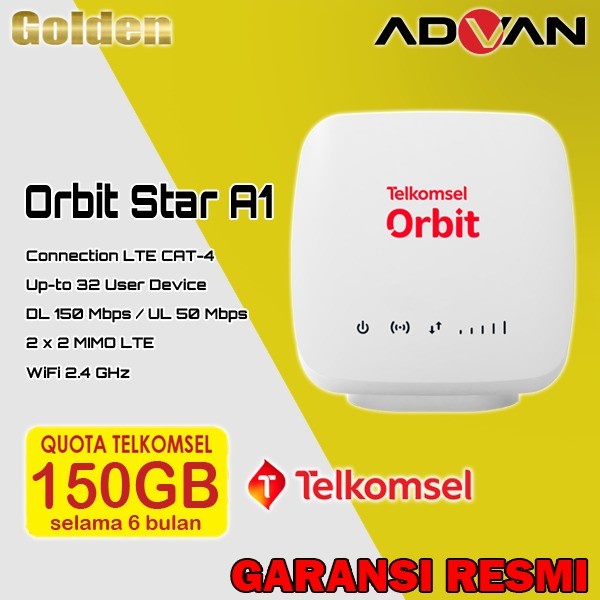 Telkomsel Orbit Star A1 Fantasix Bonus Data Kuota 150GB Advan Modem Home Router 4G Wifi