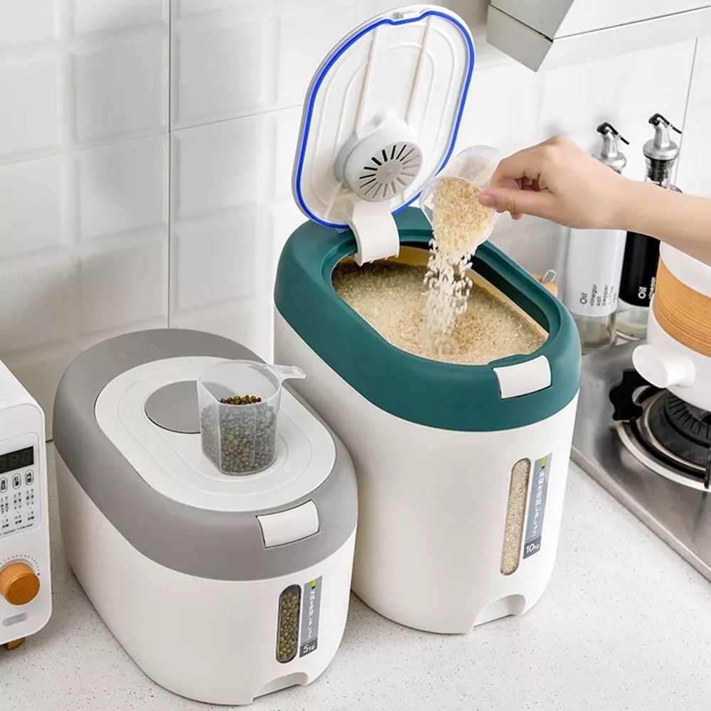 [Elegan] Rice Bucket Anti Lembab Grains Jar Sealed Wadah Makanan Kedap Udara