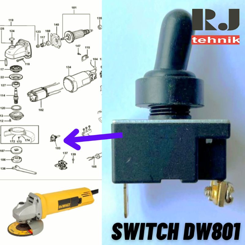 DW810 Switch Saklar Skakel Mesin Gerinda Angle Grinder DW 810