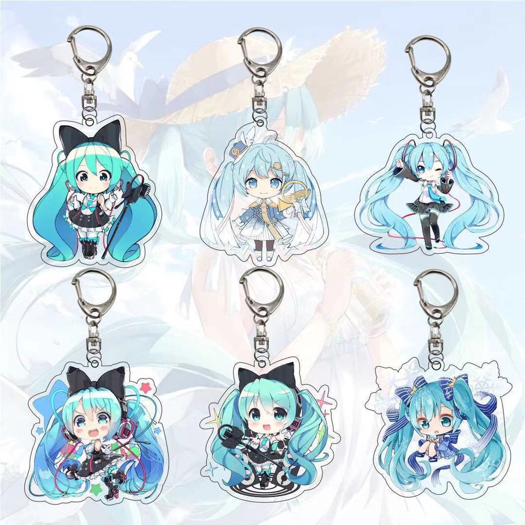 Gantungan Kunci Desain Anime Hatsune Miku Bahan Akrilik Ukuran 6Cm