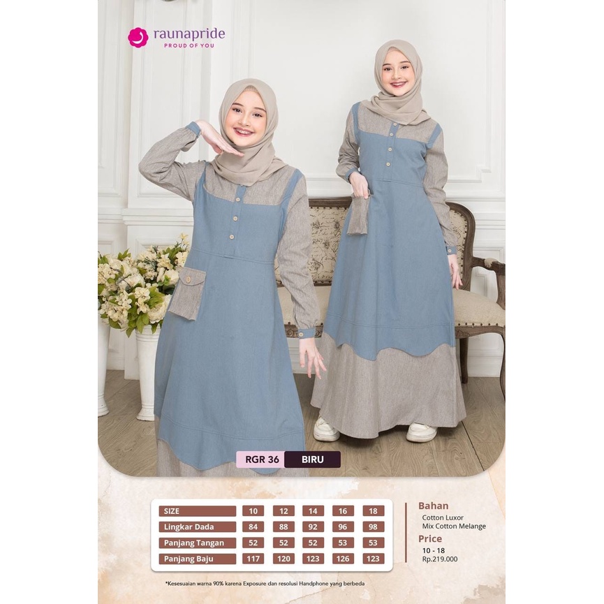 GAMIS REMAJA TERBARU RAUNA RGR 36 BIRU