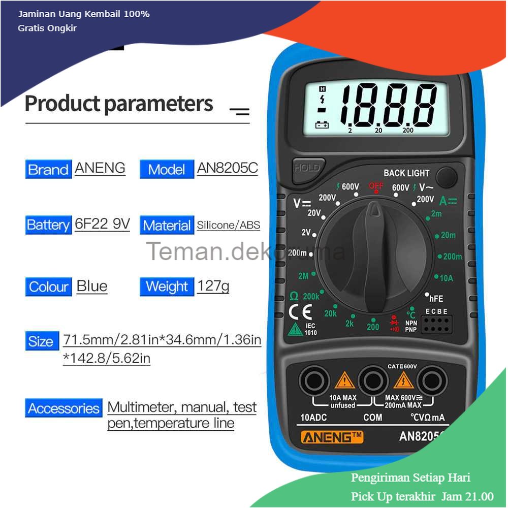 TD- PR2 ANENG Digital Multimeter Voltage Tester - AN8205C