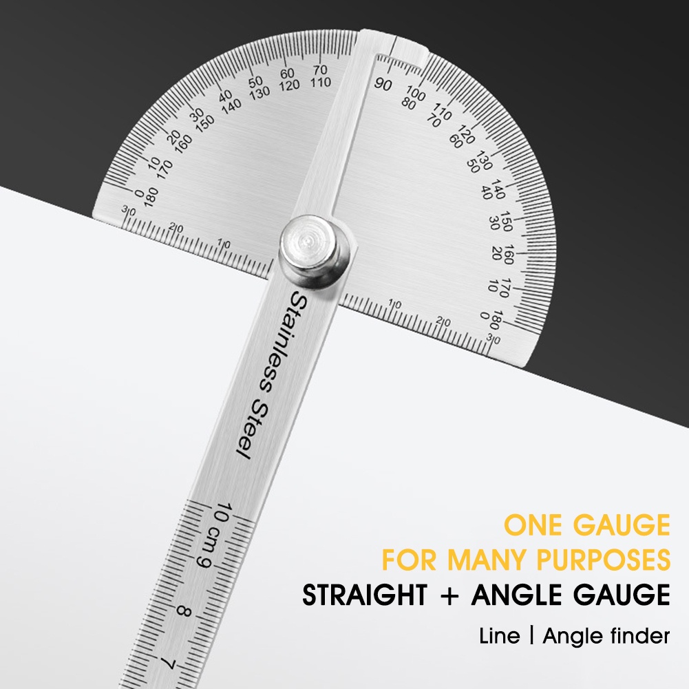 【0-180° Stainless】Protractor/Degree Protractor/Roundhead Measuring Ruler/Alat Ukur Sudut/Protractor Penggaris