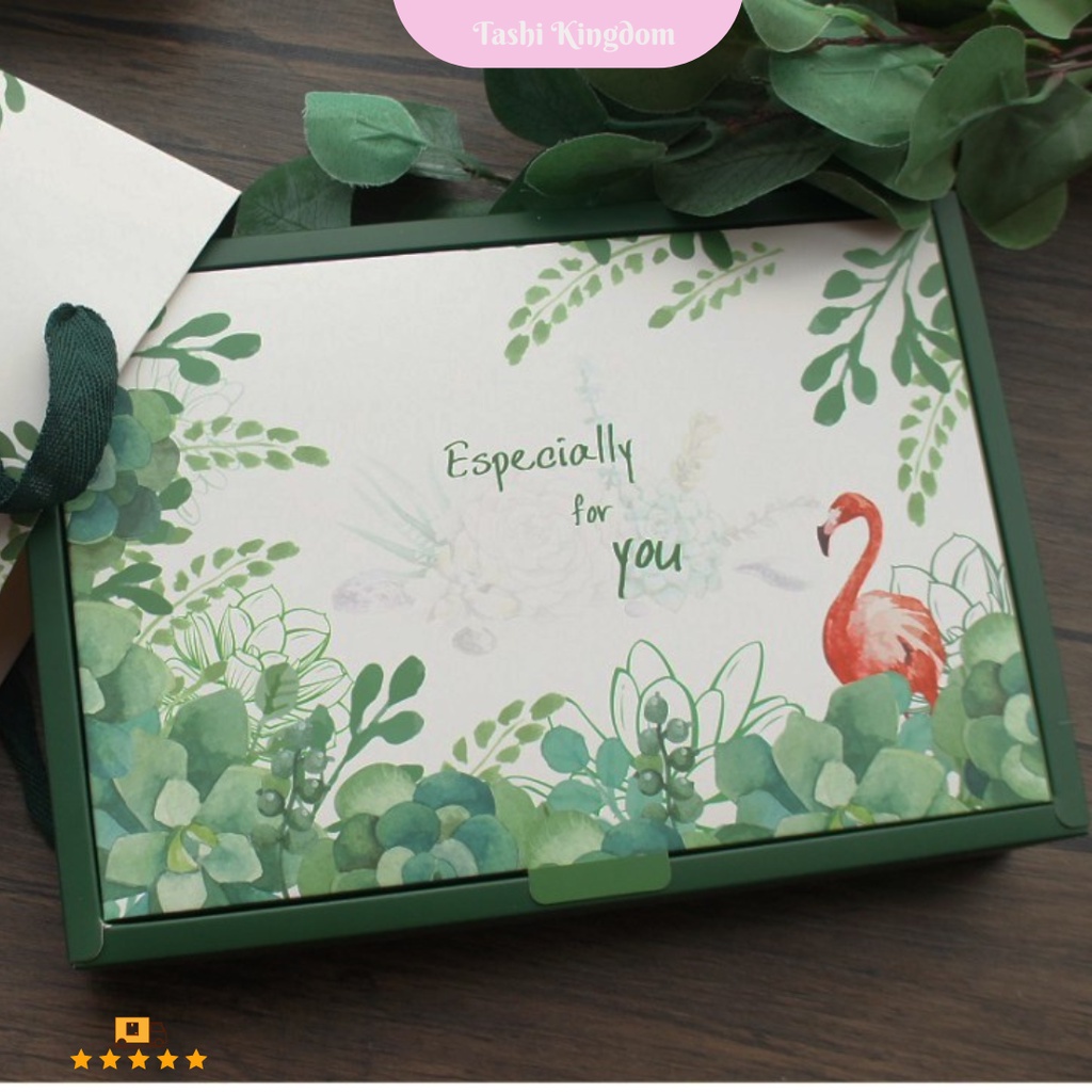 

Paper Box Sekat Motif Burung flamingo / Kotak Hampers Kue Bulan / Kotak kado cup cake , kotak gift , Box gift
