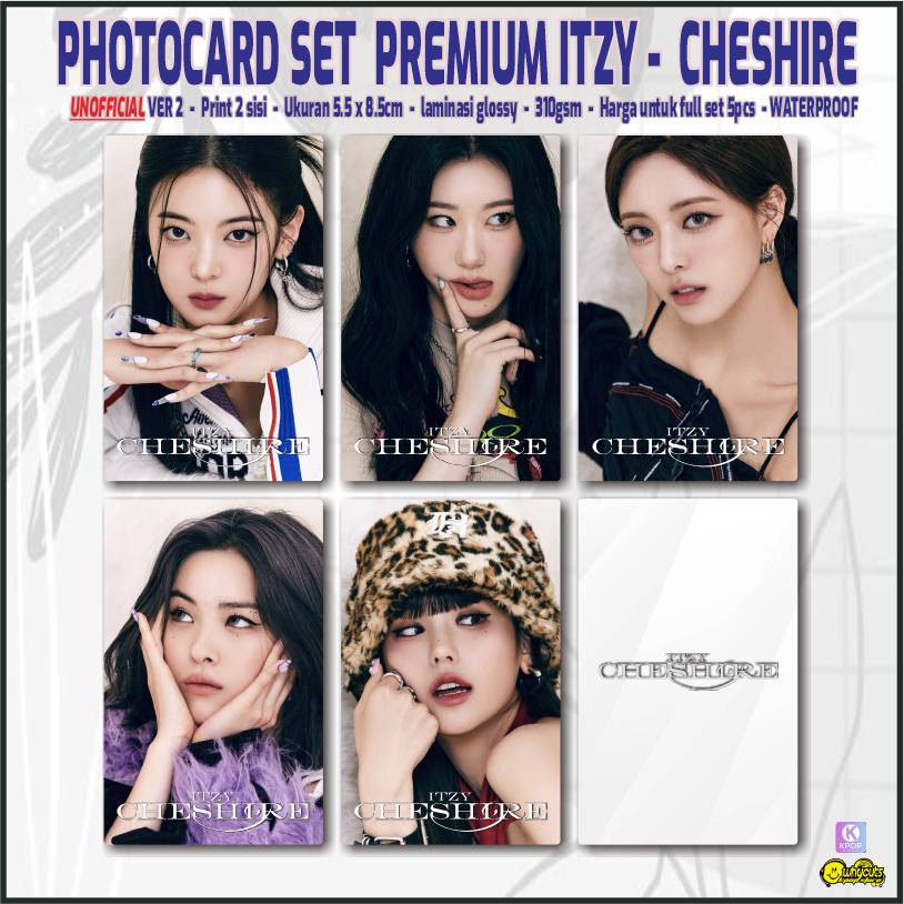 Photocard Set Premium Itzy cheshire / season greeting 2023 / elle / w korea / kcon2023 / print 2 sisi laminasi glossy / anti air / isi 5 pcs