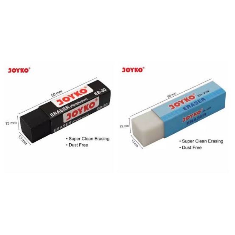 

Penghapus Joyko ER-30W (putih) dan EB-30 (hitam) Kecil Besar Bersih Putih Hitam Pensil Pencil Eraser