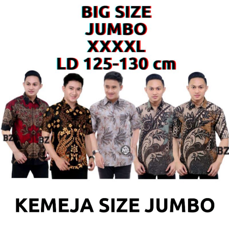 KEMEJA BATIK JUMBO lengan panjang dan pendek BIG SIZE || KEMEJA BATIK PRIA ld 125 dan 130