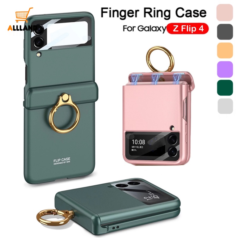 Casing Flip Case Magnetik + Ring Holder + Lensa Kamera Untuk Samsung Galaxy Z 4 / 5G 4