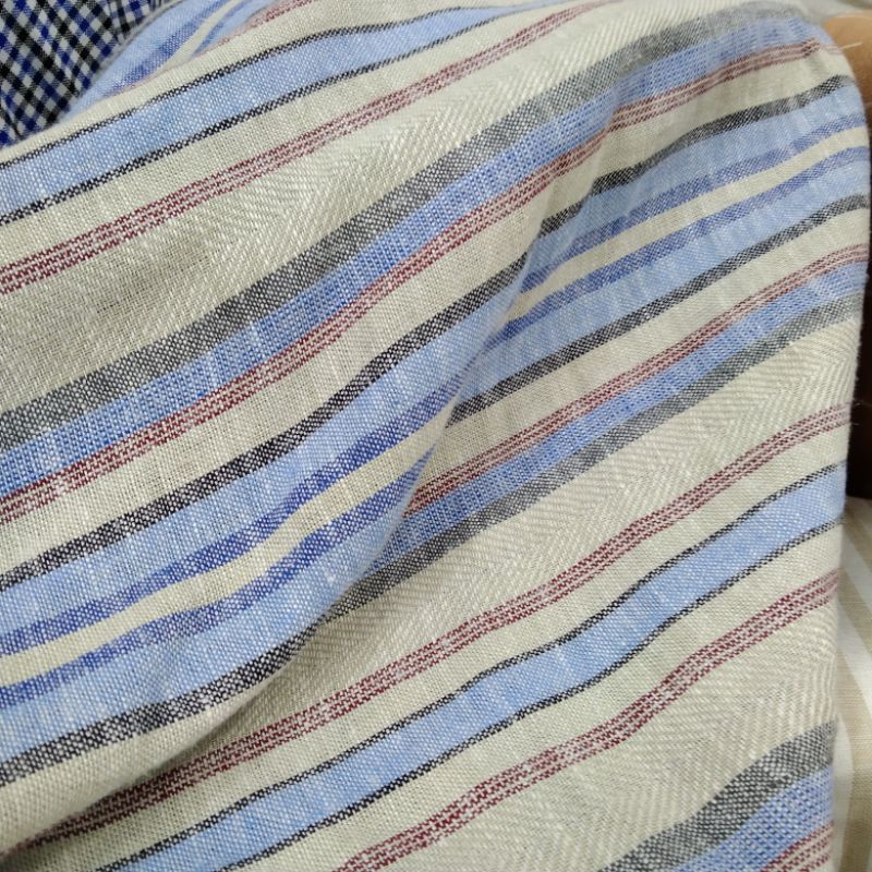 bahan katun linen motif - bahan katun linen meteran - bahan katun linen premium - bahan katun linen 