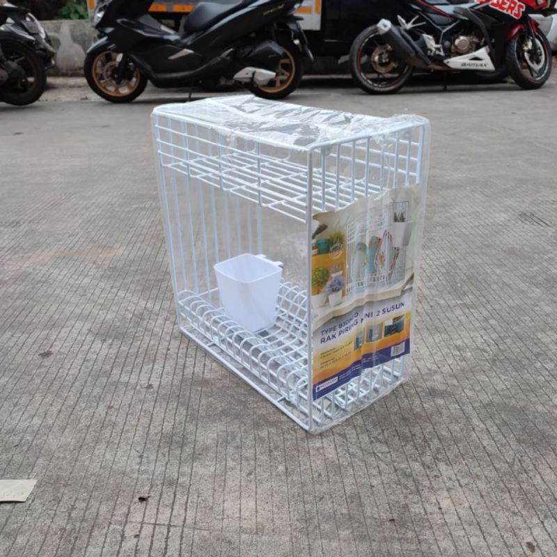 MODELLINE - Rak Piring Gelas Susun 3 + Tempat Sendok / Rak Piring Susun + Tempat Sendok / Rak Piring Gantung / Rak Dapur / Rak Gantung