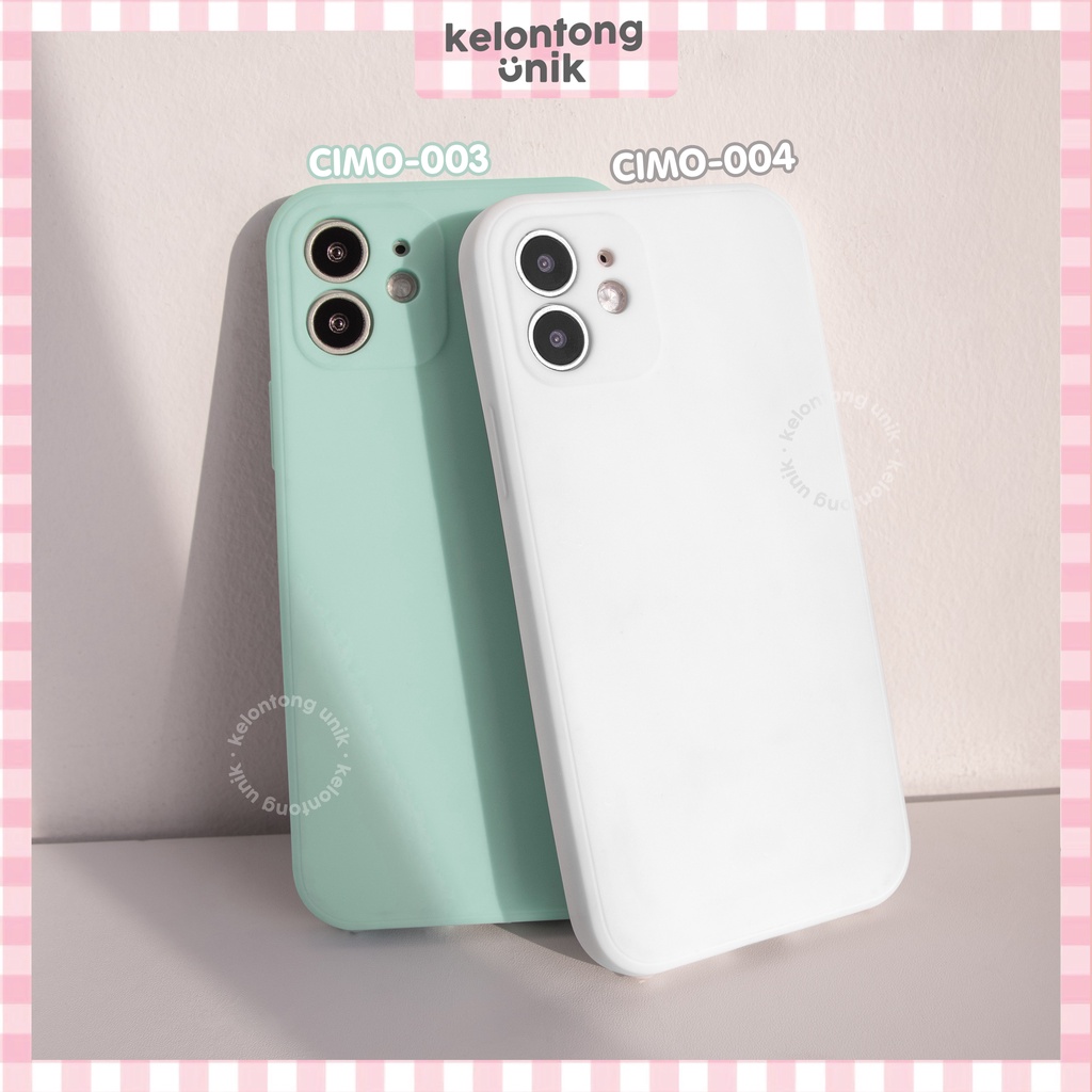 (Seri 2) iPhone - Square Edge Silicone Matte Macaron Soft Case + Lens Cover