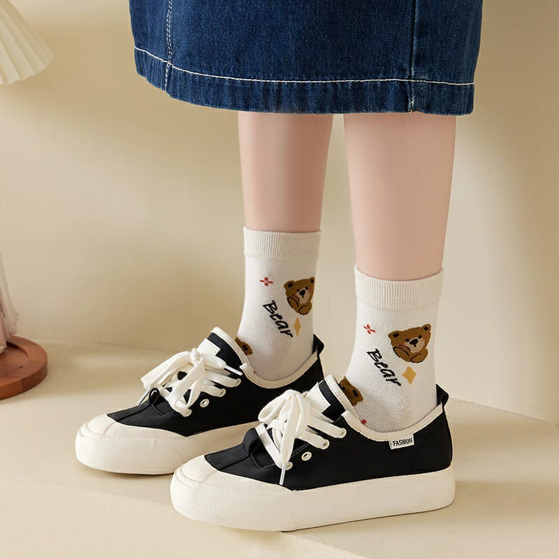 ~ PIYOSHI08 ~ Kaos Kaki PANJANG MOTIF BEAR Lucu Fashion Korea Socks Import AF236