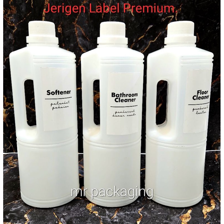 Jerigen Handle 1 Liter + STIKER LABEL | Jurigen Laundry isi ulang detergen softener parfum pelembut pemutih | Jerigen Handle 1000ml | jerigen plastik putih transparan | jurigen 1 liter