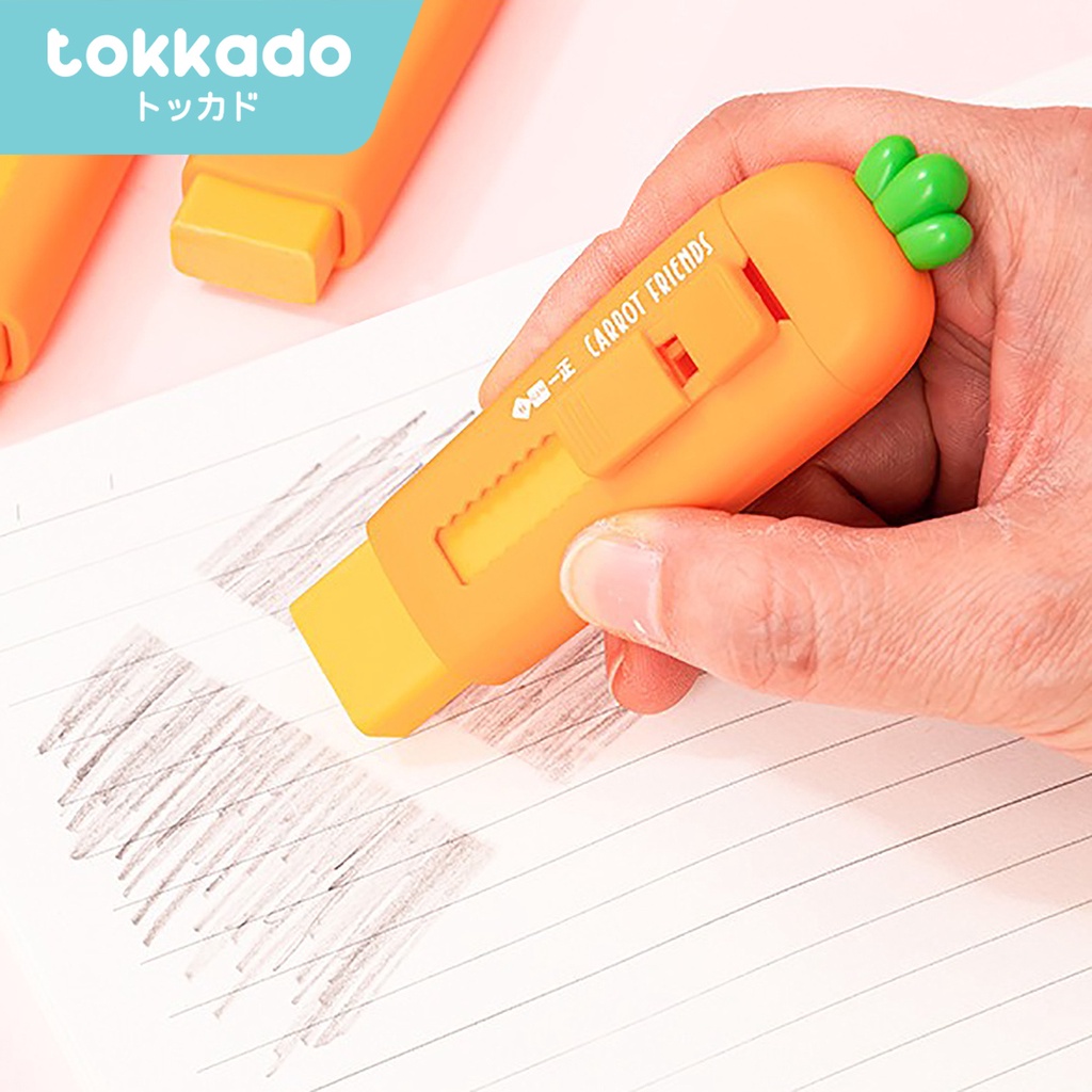 

TOKKADO Carrot Eraser Penghapus Pensil Stick Batang Wortel Lucu Unik