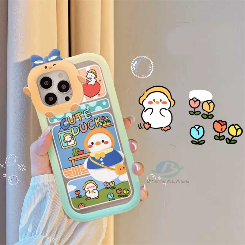 Case Motif Kartun Bebek Monster Untuk OPPO A57 2022 A15 A16 A16K A54 A53 A12 A5S A7 A3S A11k A31 A52 A92 A94 A93 A37 F9 A1K Reno 5 A76 A96A