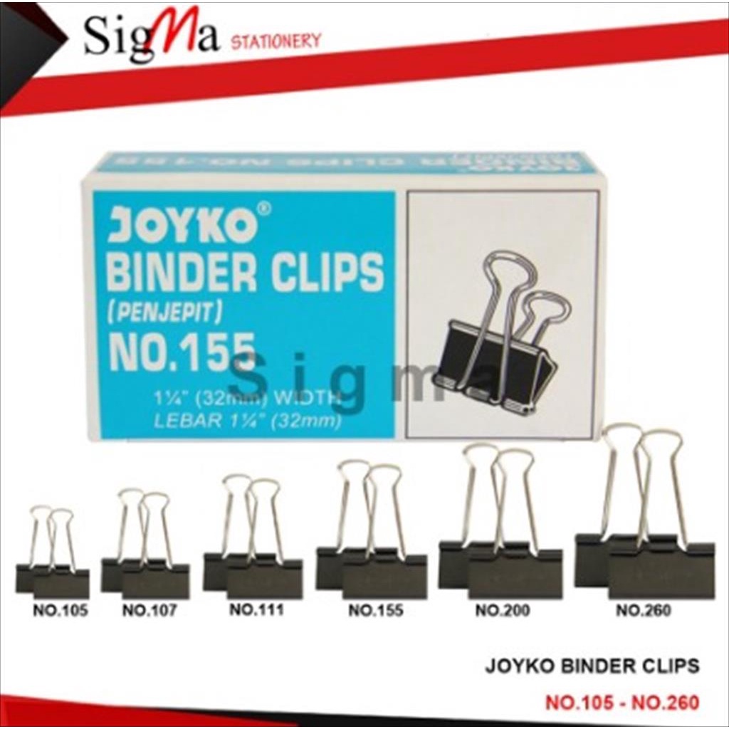 

Penjepit Kertas / Binder Clip NO 155 200 260 280 (Kotak Kecil) (AtkSigma)