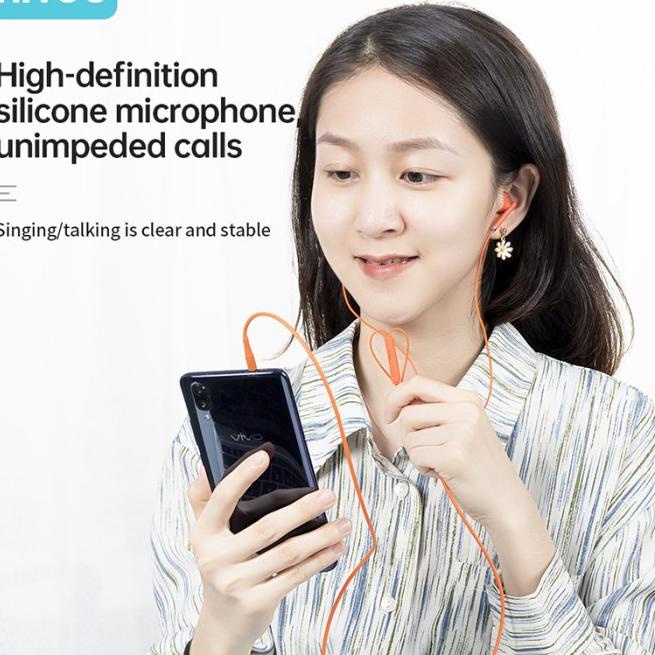 In-Ear Earphones KIVEE Wired Earphone Mic 3.5mm Android - Biru