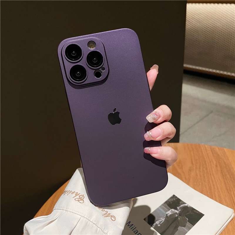 Luxury Ultra Thin Matte Phone Case For iPhone 14 13 12 Pro Max 14 plus hard case Camera Protector Ring Hard Cover casing