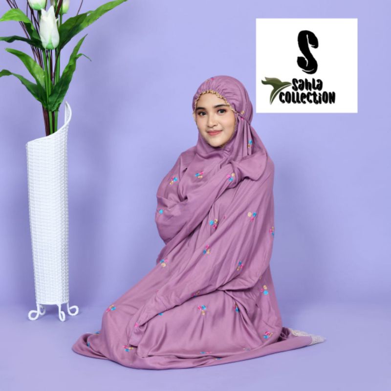 SAHLA  Mukena Remaja Terusan Rayon Mawar Cantik Premium