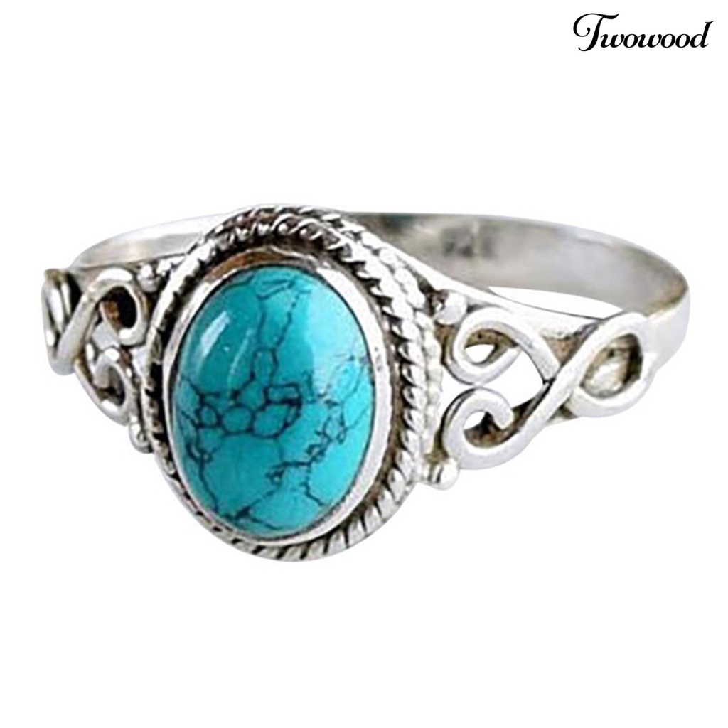 Cincin Turquoise Imitasi Gaya Vintage Untuk Wanita