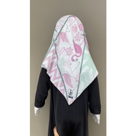 VOAL PRINTING ANAK INSTANT MOTIF FLAMINGGO / HIJAB INSTANT ANAK MOTIF / KERUDUNG ANAK KARAKTER MOTIF LUCU