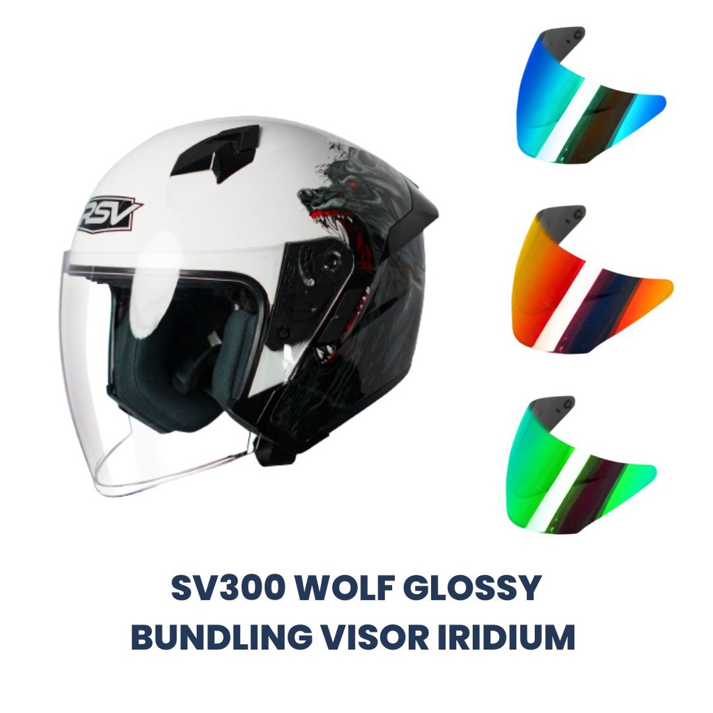 HELM RSV SV300 WOLF GLOSSY PAKET GANTENG IRIDIUM - RSV HALF FACE