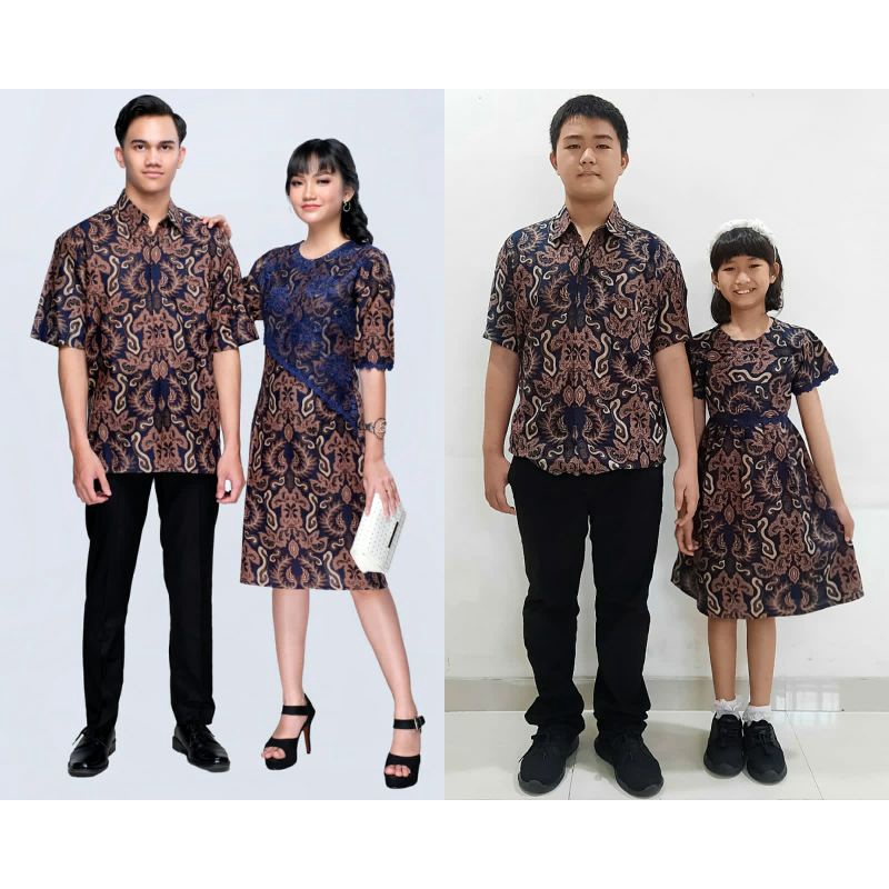 BATIK COUPLE KELUARGA FAMILY SARIMBIT MODERN KEKINIAN TERBARU DRESS KEMEJA DIVANIA DAUN BIRU JUMBO XXXL BIG SIZE KONDANGAN SET BAJU