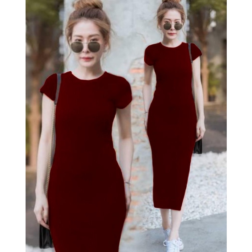 Basic id fashion Dres rajut bodycon / long dres rajut grini / Dres rajut korean style