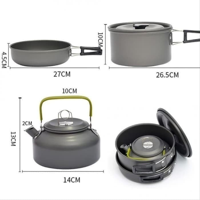 DS-308 cooking set outdoor Nesting Teko alat masak camping