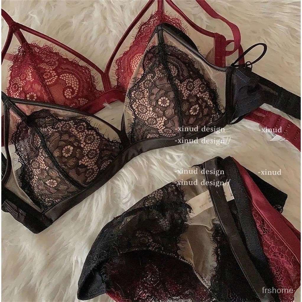 Renda pakaian dalam wanita tanpa cangkir segitiga cincin baja mengumpulkan bagian tipis dada besar m