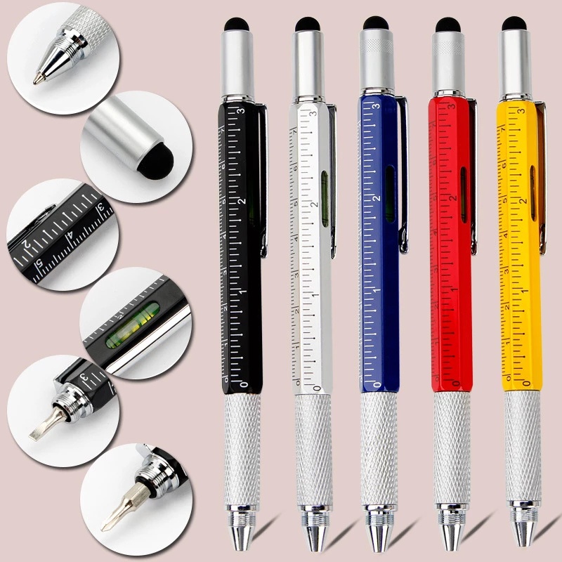 7 In 1 Pen Stylus Layar Sentuh Multifungsi Dengan Penggaris Ukur Level