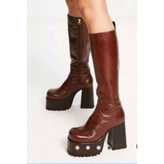 sepatu boots kulit wanita wedges