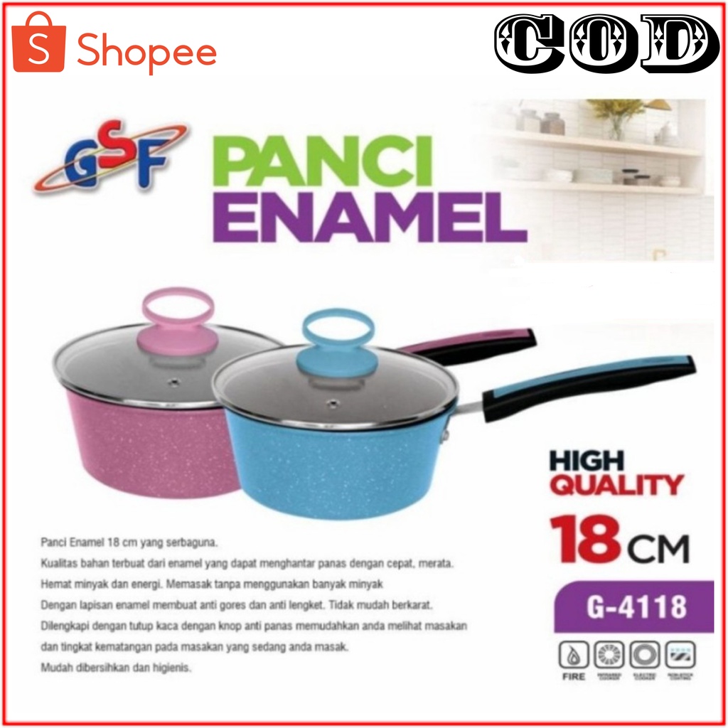 NEW PANCI ENAMEL 18CM GSF G-4118 PANCI KUAH UK 18CM PANCI SUSU ENAME BERGARANSI RESMI