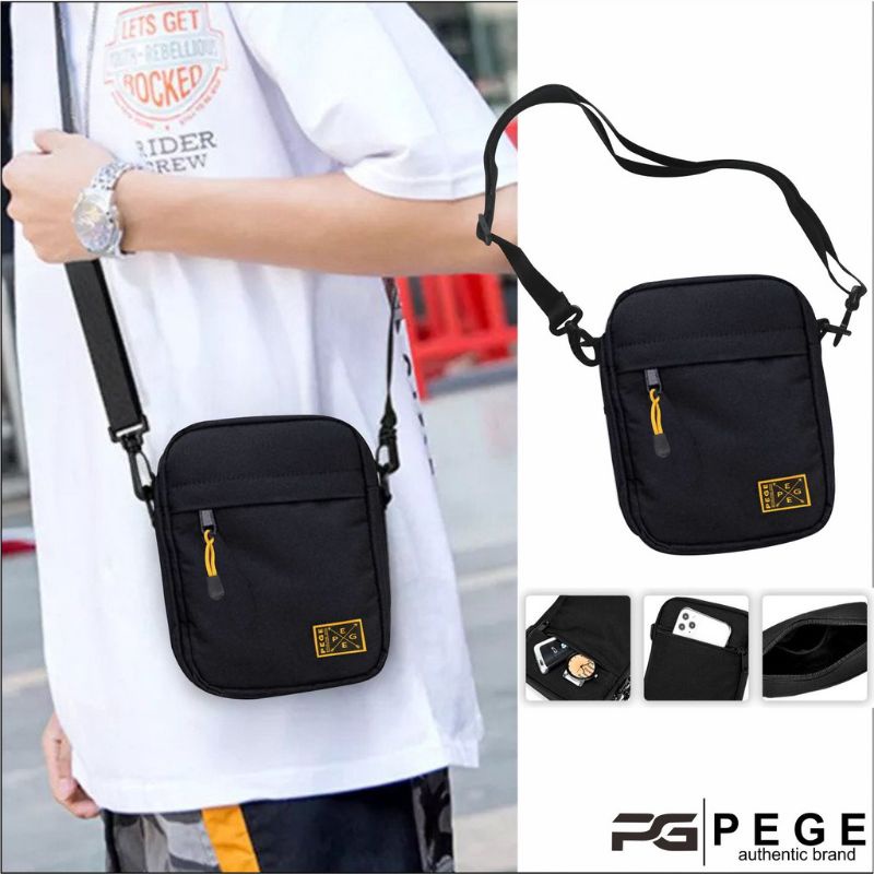 Tas Selempang Sling Bag Bahu Polos Hitam Simpel Tas Pria Wanita Keren -BG921