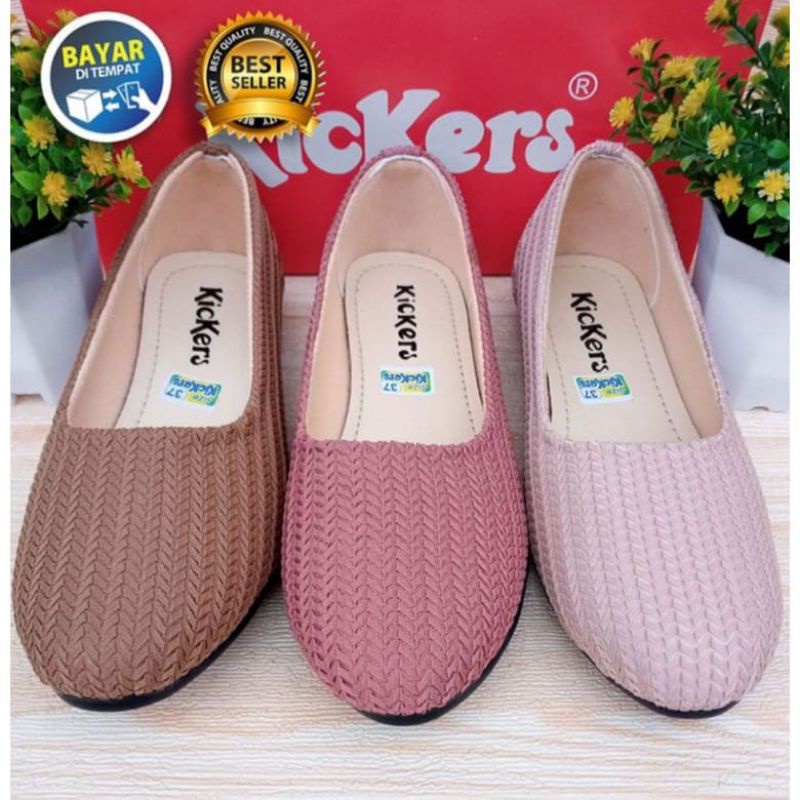 FLATSHOES WANITA BAHAN RAJUT IMPORT SEPATU WANITA SEPATU KICKERS RAJUT WANITA