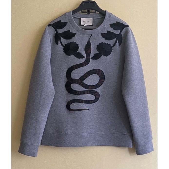 Gucci Snake-appliqué Cotton-jersey Sweatshirt