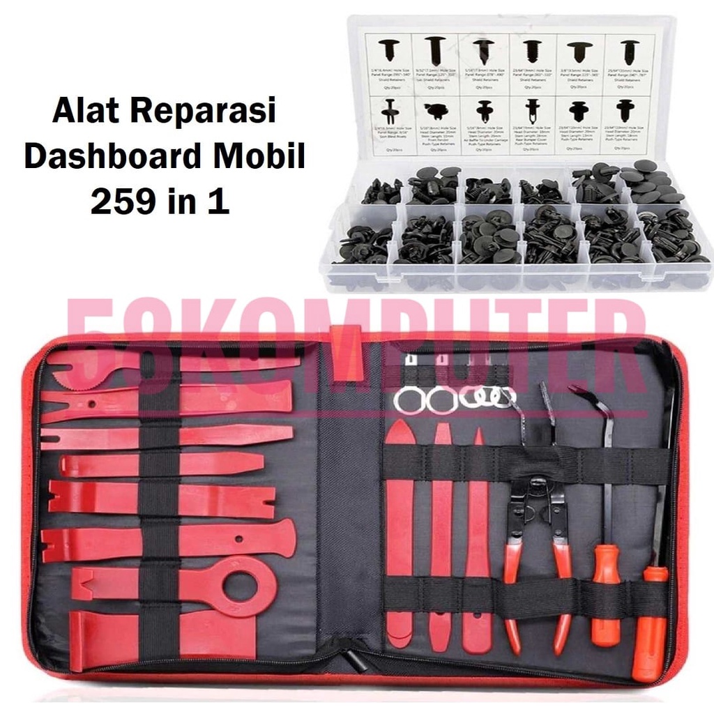 Alat Pengungkit Dasboard Interior Mobil Alat Pembuka Dasboard Interior Pengungkit Panel Interior Mobil Pry Tool Set For Car Audio Door Clip Panel Trim Dash Pembuka Baut Dasboard Mobil 259 in 1 Paket Lengkap Alat Reparasi Mobil