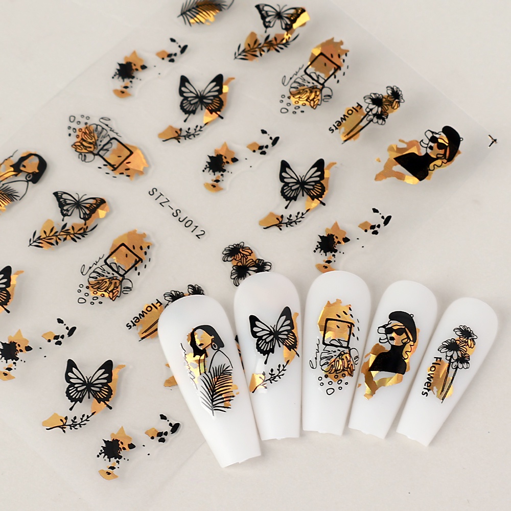 Stiker Kuku Motif Tekstur Bunga 3D Untuk Nail Art DIY